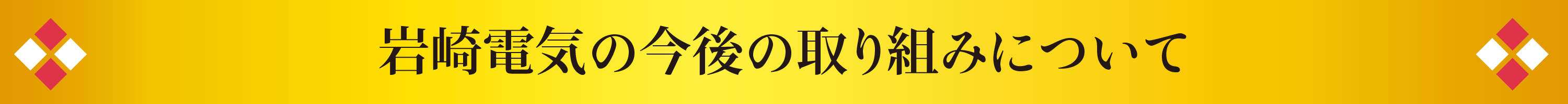 岩崎電気の今後の取り組みについて